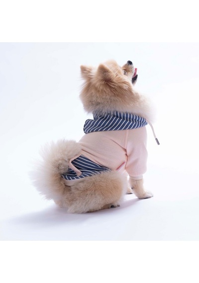 Pembe Sera Stripe Köpek Hoodie Köpek Sweat Köpek Kıyafeti Kedi Kıyafeti