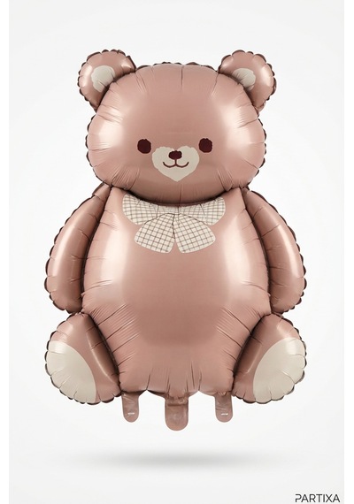 Retro Krem Fiyonklu Kahverengi Ayıcık Folyo Balon Baby Shower Parti Süsü Çok Renkli