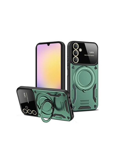 Samsung Galaxy A54 5g Kılıf Joy Lens Standlı Kapak - Koyu Yeşil