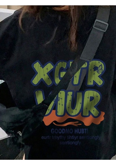 Unisex Siyah Oversize Xgtr Baskılı Örme T-shirt Siyah Unisex Siyah Oversize Xgtr Baskılı Örme T-shirt Siyah