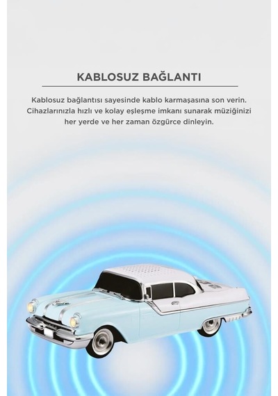 Özel Üretim Bluetooth Hoparlör D87 Mavi 10w Nostalji Sever Dekoratif Eşya Araç Süsü