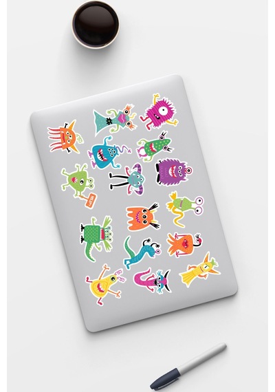 Renkli Canavarlar Sticker Seti Laptop Ajanda Pc Tablet Telefon Defter Etiket Bullet Journal Diğer