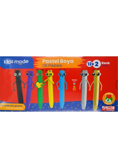 Kids Mode Yağlı Pastel Boya Altıgen 12+2 Renk Dkpb100