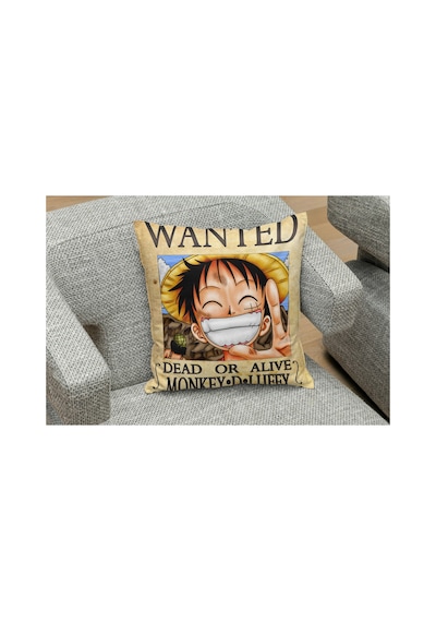 One Piece Luffy Wanted Desenli Kare Yastık Kılıfı Cok Renklı