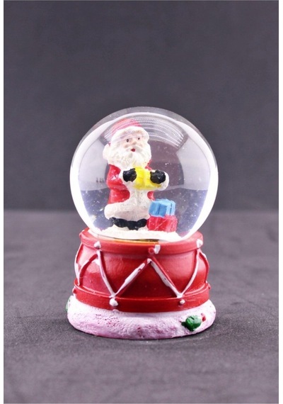 Dekoratif Noel Baba Ve Hediye Paketleri Temalı Mini Boy Işıklı Yılbaşı Kar Küresi 6.5 Cm Kar Küresi