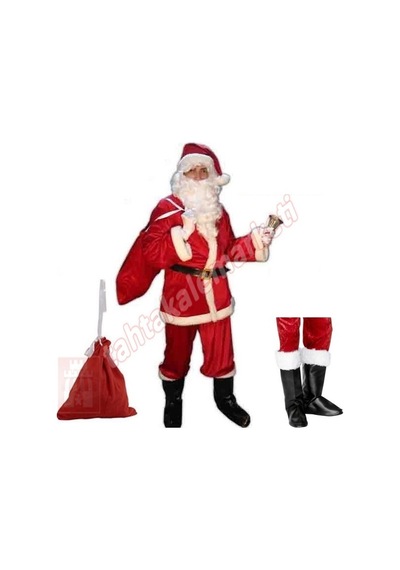 Noel Baba Kostüm Seti Yetişkin Lüks 7 Parça Tam Takım Noel Baba Kostüm Seti Yetişkin Lüks 7 Parça Tam Takım
