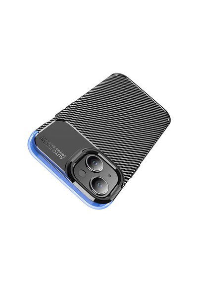Apple Uyumlu iPhone 15 Plus Kilif Lens Karbon Serisi Negro Silikon Kapak