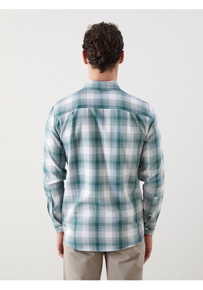 Lcwaıkıkı Classic Yeşil Regular Fit Uzun Kollu Ekose Gabardin Erkek Gömlek