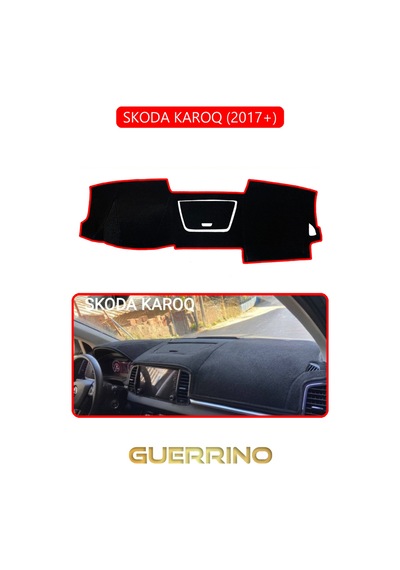Skoda Karoq 2017+torpido Koruma Halısı Kırmızı Kenar