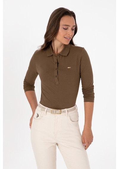U.S. Polo Assn. Kadın Haki Basic Polo Yaka Sweatshırt 50313593-VR027