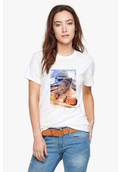 Wars Wallpaper Baskılı Beyaz Kadın Tshirt (534305072)