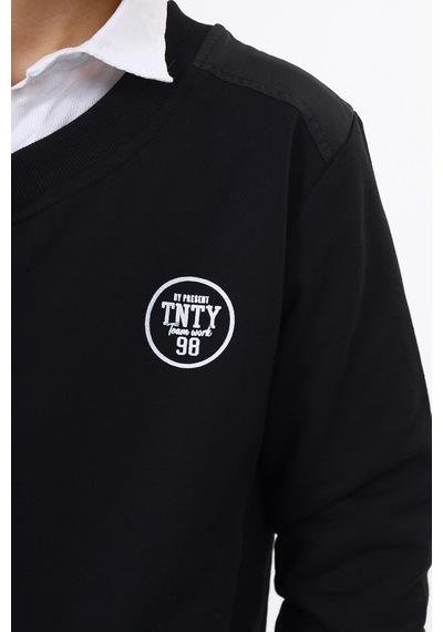 Toontoy Kids Toontoy Erkek Çocuk Okul Baskılı Sweatshirt Siyah