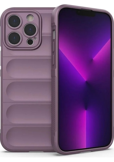 Apple Uyumlu iPhone 14 Pro Max Silikon Kılıf - Kamera Korumalı Esnek Airbag Kapak - Mor
