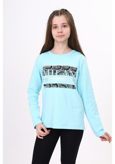 Toontoy Kız Çocuk Milan Baskılı Sweatshirt Açık Mint Yeşili Mint