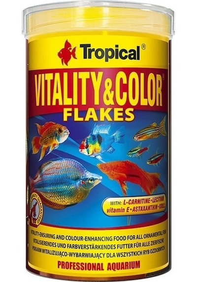 Tropical Vitality Color Flakes Tropikal Balıklar İçin Renklendirici Pul Balık Yemi 100 Ml 20 Gr