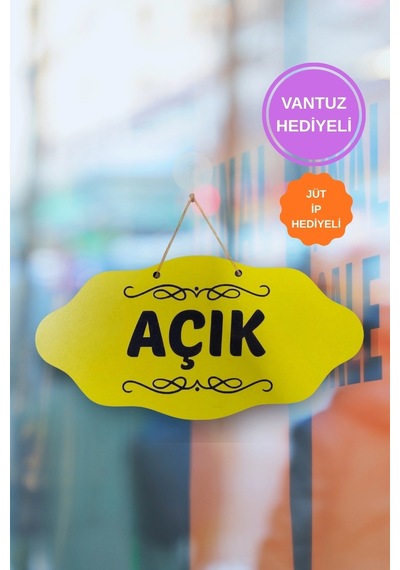 Dekoratif Açık-kapalı Tabelası - Sarı