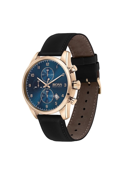 Hugo Boss HB1513783 Deri Siyah Lacivert Kadran 44 mm Erkek Kol Saati