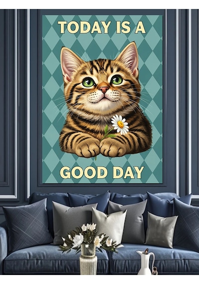 Ahşap Tablo Tatlı Kedi Resmi