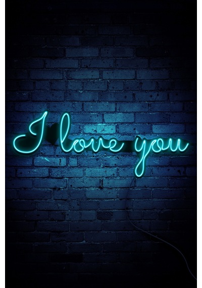 I Love You Neon Led Duvar Aydınlatması & Dekoru & Gece Lambası Mavi Mavi