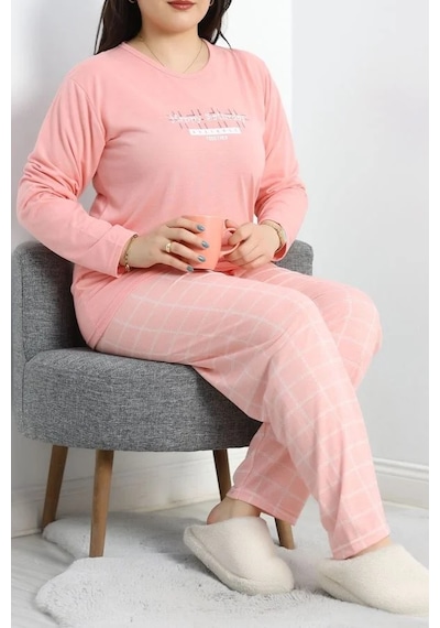 Seka Store Seka Viskon Büyük Beden Pijama Takımı Koyupudra - 50727.1049. Çok Renkli