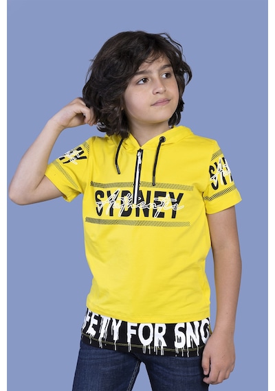 Toontoy Kids Toontoy Erkek Çocuk Kapüşonlu Garni Detaylı Tişört Sarı