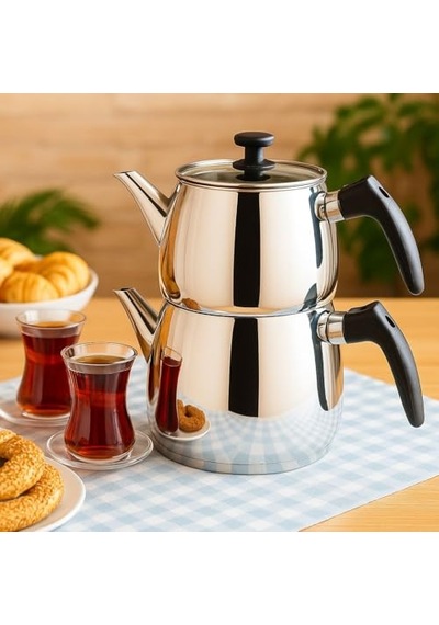 Paci Aleda Serisi Plastik Kulplu 304 Çelik Çaydanlık 2 Litre Hacimli Çok Renkli