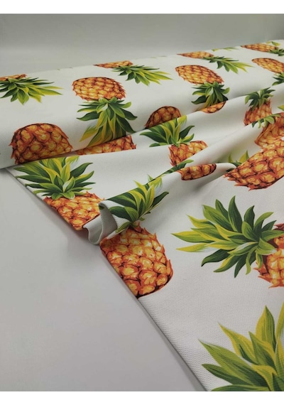 Meyve Desenli Duck Keteni Kumaşı