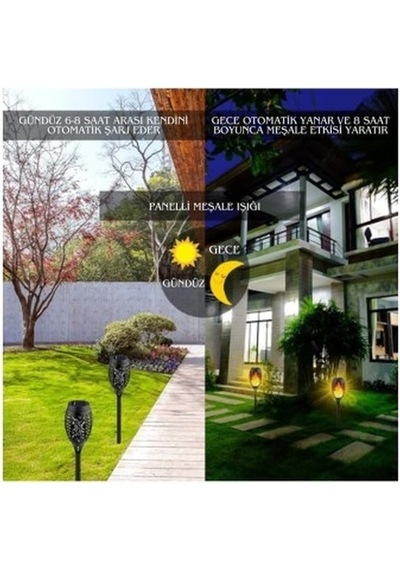 Solar Alev Efektli Bahçe Lambası