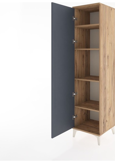 Hyperion Dolap 4 Raflı Tek Kapaklı 44x44x182 Çam-antrasit Çam