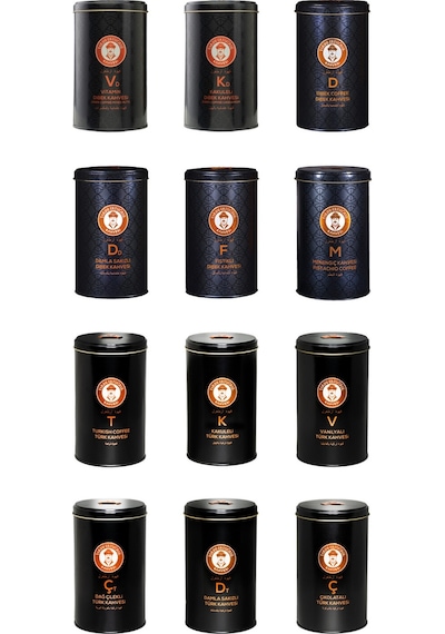 Tarihi Ertuğrul Kahvesi Tanışma Seti Türk Ve Dibek Kahvesi Çeşitleri Teneke 12 x 250 G
