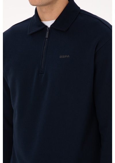 U.S. Polo Assn. Erkek Regular Fit Yarım Fermuarlı Şardonlu Lacivert Basic Sweatshirt 50313783-VR033