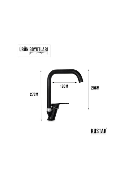 Kustar Oviedo Siyah Mix Mutfak Eviye Bataryası