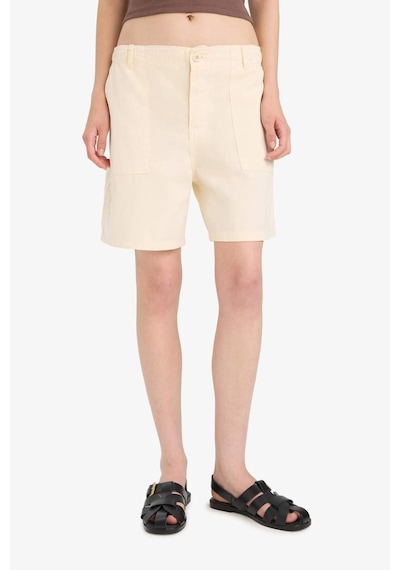 Defacto Coool Normal Bel Kısa Paça Gabardin Şort F3318ax25smer218 Ekru