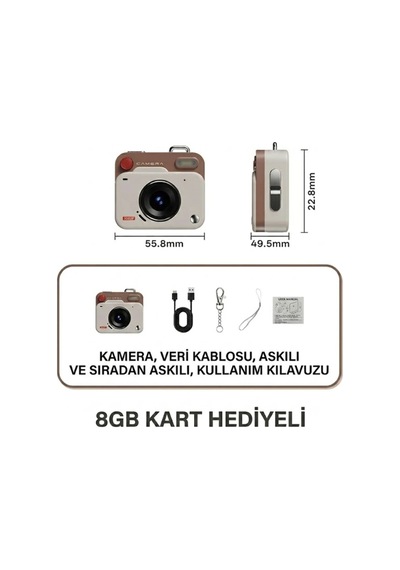 48 Mp Mini  Retro Tasarımlı Video Kayıt Şarjlı Mini Kamera Aksiyon Kamera