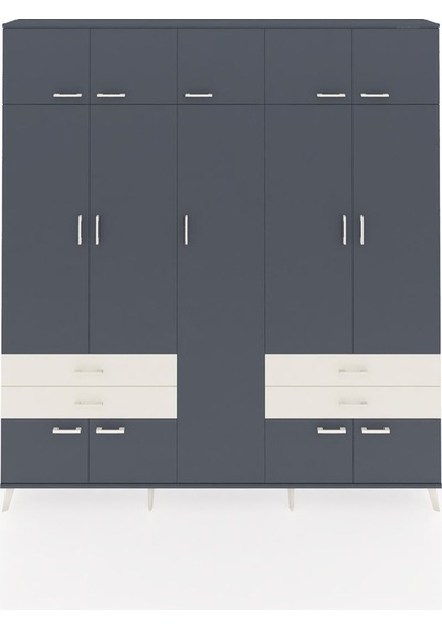 Arges Dolap 12 Raflı 4 Çekmeceli 2 Askılı 220x30x243 Antrasit-antrasit/aytaşı Antrasıt/aytası Arges Dolap 12 Raflı 4 Çekmeceli 2 Askılı 220x30x243 Antrasit-antrasit/aytaşı Antrasıt/aytası