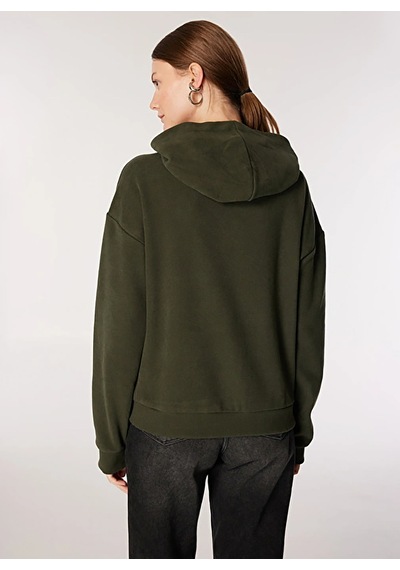 Lee Cooper Açık Haki Kadın Kapüşon Regular Fit Düz Sweatshirt 251 Lcf 241013 Laney A. Haki