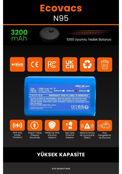 Ecovacs Deboot N95 3200mah Robot Süpürge Bataryası