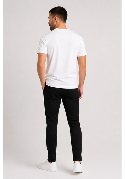 Justas Erkek Beyaz Bisiklet Yaka Kısa Kollu Basic T-shirt