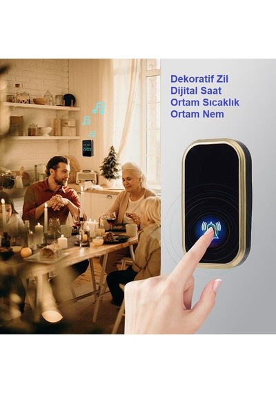 UpWay Kablosuz Pil Gerektirmeyen Kapı Zili Dijital Ekran Saat Der
