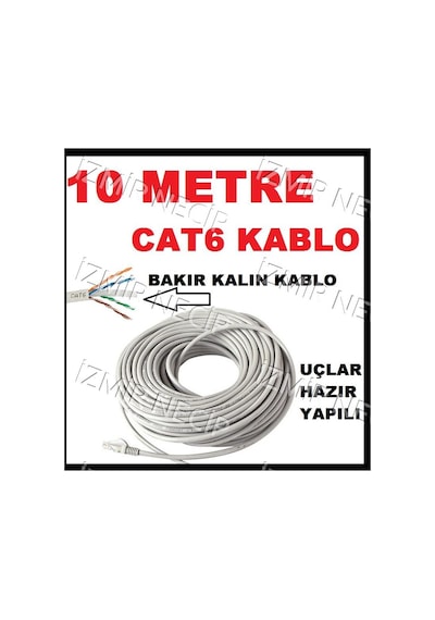 Ncpline İzmirnecip 10 Metre Cat6 Cat 6 Internet Ağ Kablosu Ethernet Lan Pc Modem