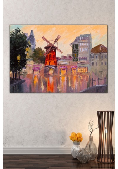 Değirmen Şehir Sanatsal Dekoratif Kanvas Tablo (8 Farklı Ölçü) 90 x 60