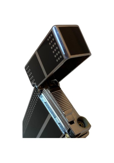 Siyah Gümüş Desenli Tek Torch Pürmüz Puro Çakmağı - Tr6685
