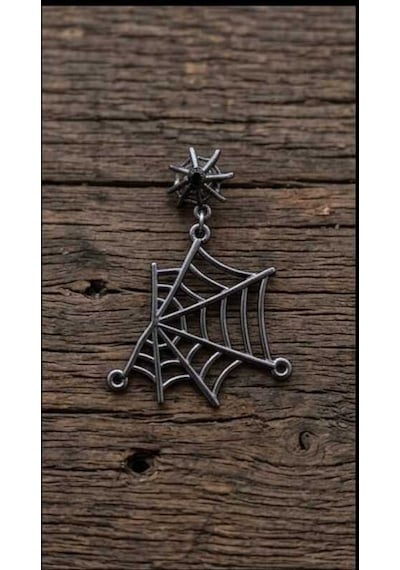 Dükkan Design Gotik Örümcek Ağı Küpe Antrasit
