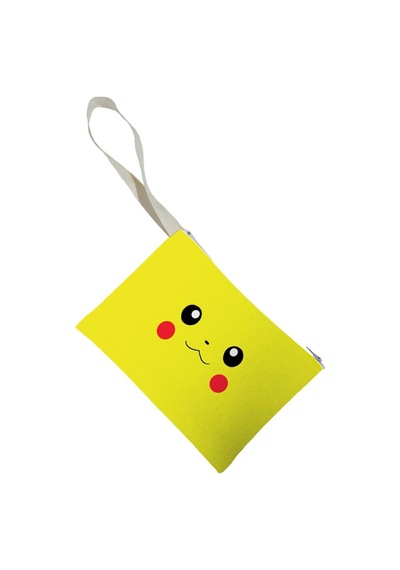 Unisex Pikachu Desenli Portföy Clutch Çanta Çok Renkli