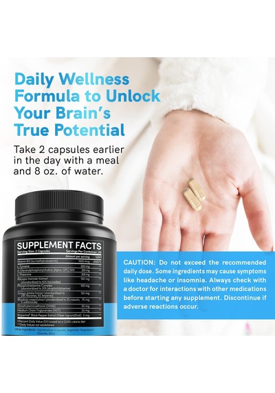 Medchoice Nootropic Brain Memory & Focus Supplement With Ginkgo Biloba, L Theanine 1321 Mg Per Serving 60 Kapsül Orijinal Usa Menşeii Dmmedicineden