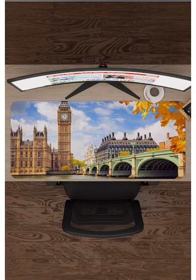 London Londra İngiltere 2 V1 90x40 Xxl Gaming Kauçuk Kaymaz Taban Mouse Pad Fare Altlığı