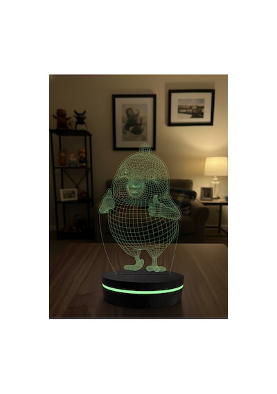 Özel Tasarım Tombul Kuş 3d Led Lamba - Ofis Ve Çocuk Odası Hediyelik Gece Lambası
