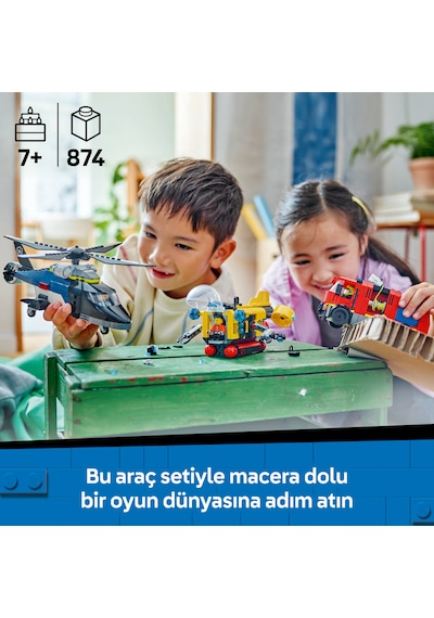 LEGO® City Helikopter, İtfaiye Kamyonu ve Denizaltı Karışımı 60462 - 7 Yaş ve Üzeri Çocuklar için Yaratıcı Oyuncak Yapım Seti (874 Parça) LEGO® City Helikopter, İtfaiye Kamyonu ve Denizaltı Karışımı 60462 - 7 Yaş ve Üzeri Çocuklar için Yaratıcı Oyuncak Yapım Seti (874 Parça)