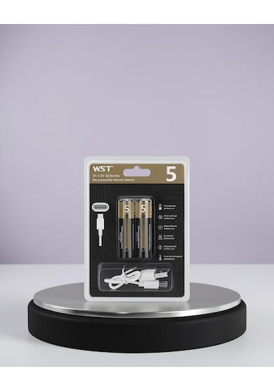 Aa Kalem Pil, 1.5v Lityum, Type-c Usb Hızlı Şarj Edilebilir Çiftli