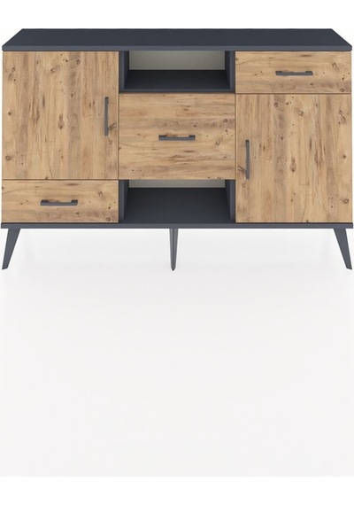 Arges Konsol 4 Raflı 3 Çekmeceli 2 Kapaklı 132x30x83 Antrasit-çam/çam Çam/çam Arges Konsol 4 Raflı 3 Çekmeceli 2 Kapaklı 132x30x83 Antrasit-çam/çam Çam/çam